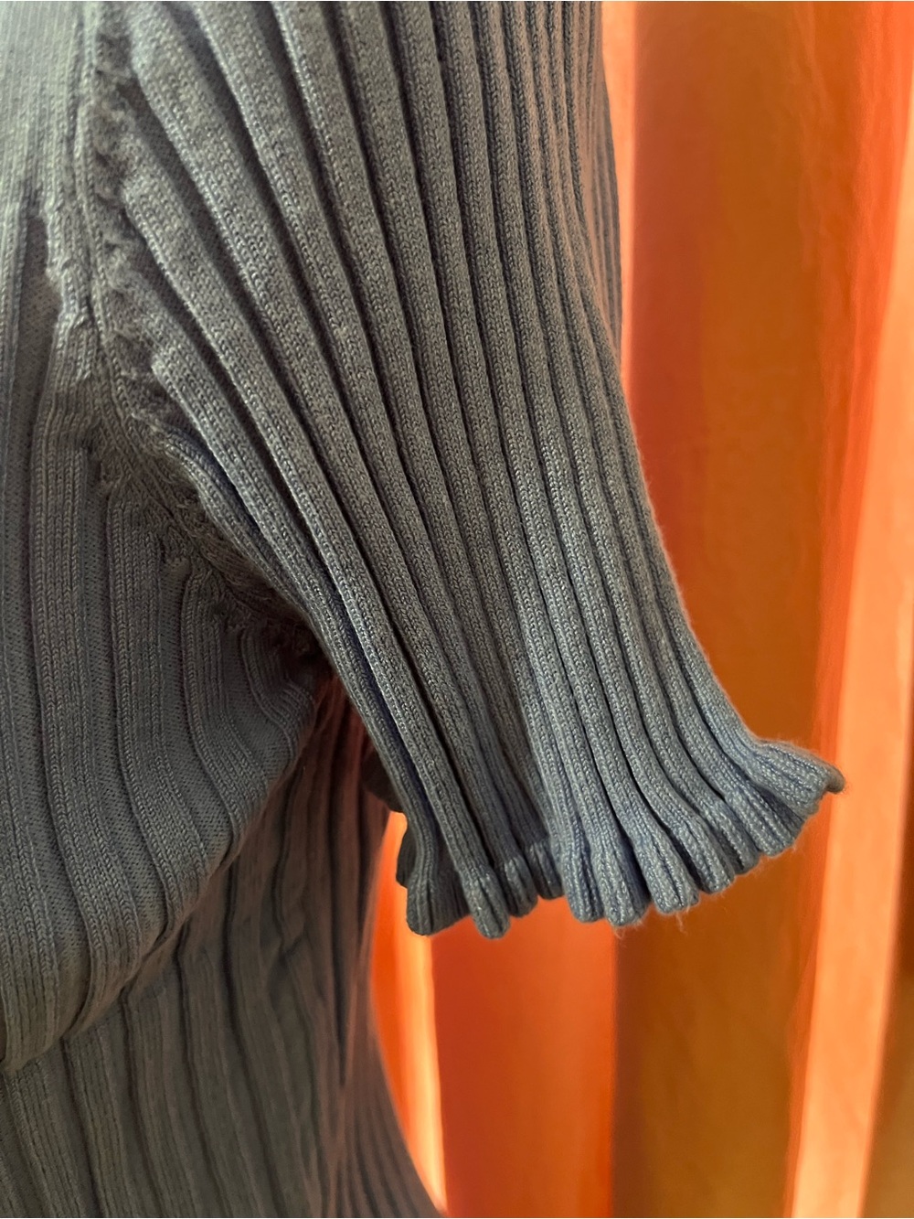vestique Light Blue Ribbed Ruffle-Trim Button Front Top - Picture 3 of 10